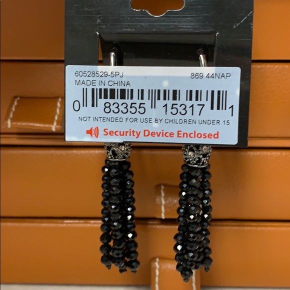 Napier black beaded tassel earrings - Picture 4 of 6